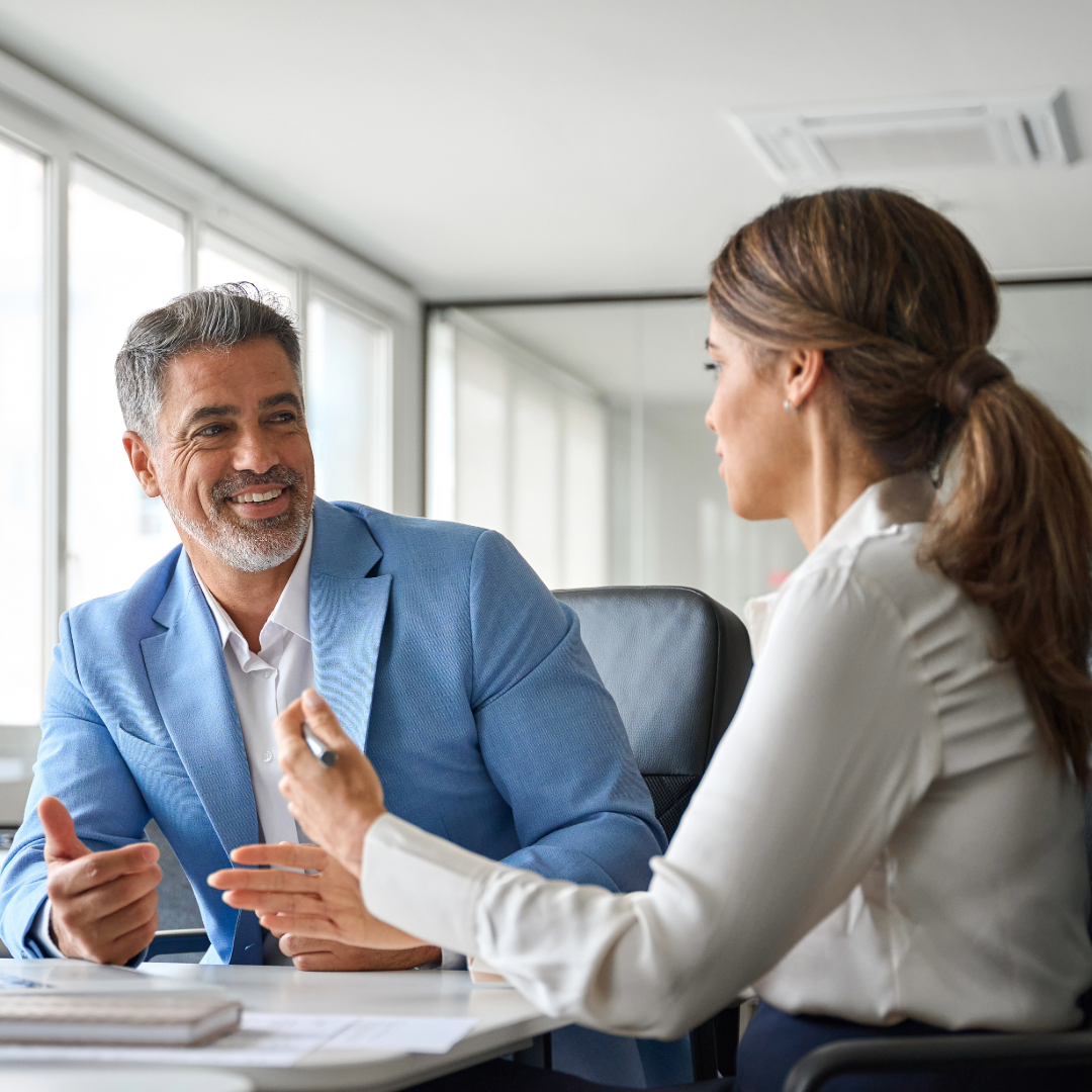 Business professionals using digital banking solutions