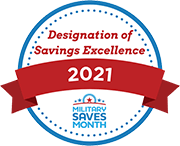 Designation of Savings Excellence 2021. Military Saves Month.